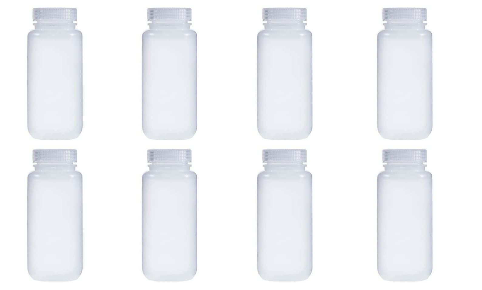 8-Pack 500ml (16oz) Wide Mouth PP Plastic Reagent Bottles with Lids - Durable Chemical Storage Containers for Lab, Home, School & DIY Projects