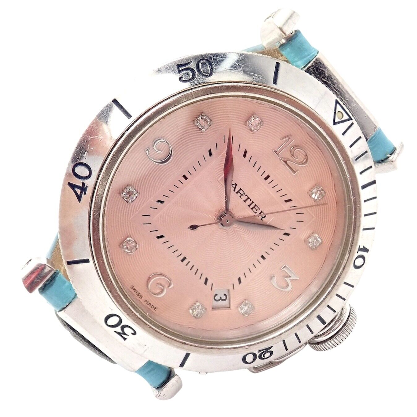 Authentic Cartier 18k White Gold Pasha Pink Dial Diamond Automatic Watch for Women - Luxury Dress Watch for Parties, Weddings & Special Occasions