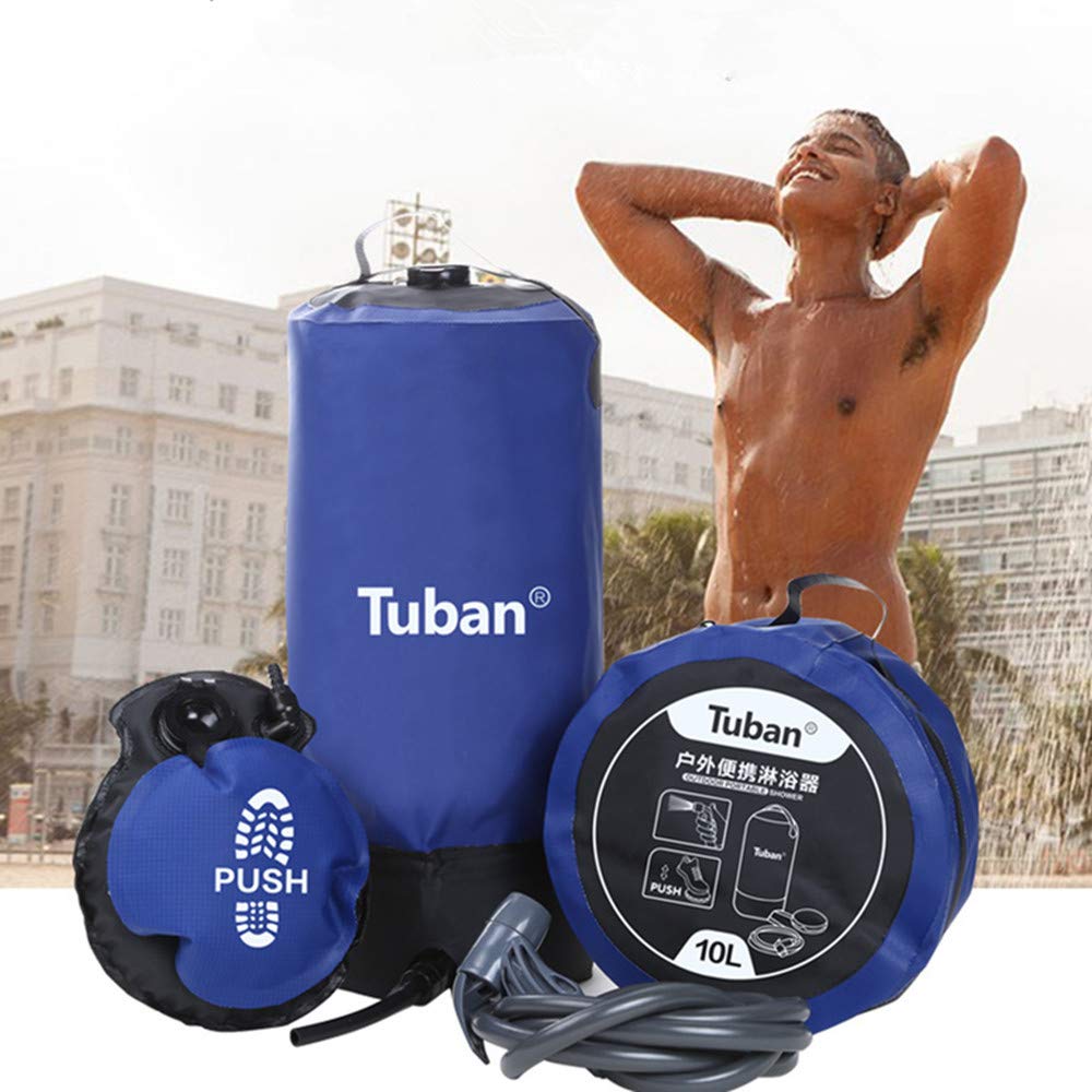 Portable Solar Shower Bag for Camping - 5 Gallon Outdoor Shower with Foot Pump & Adjustable Nozzle - Foldable Bathing Bag for Beach, Swimming, Hiking, Backpacking - Perfect for RV Trips, Beach Days & Outdoor Adventures