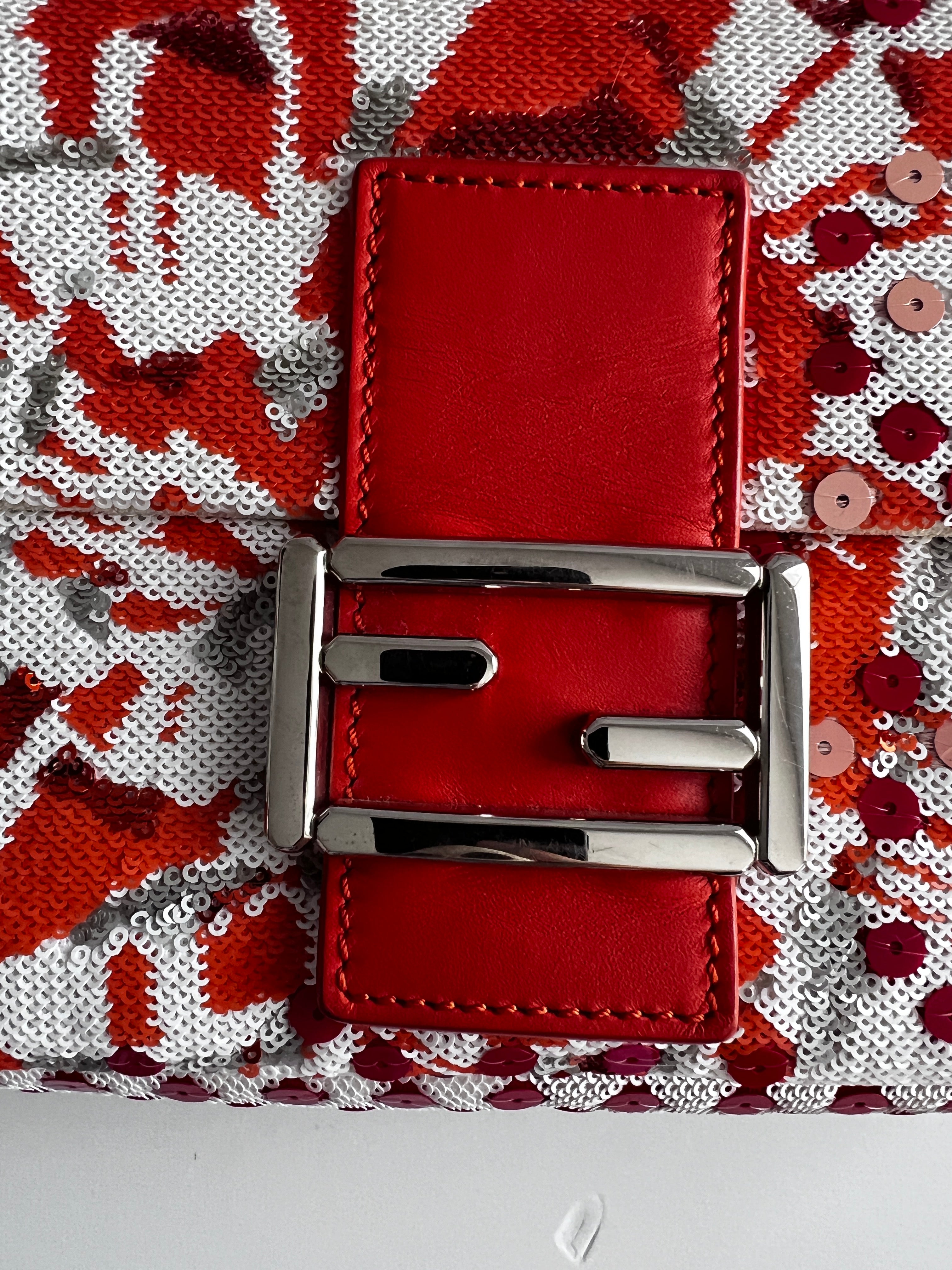 Fendi Selleria Sequin Baguette Bag - Luxury Crossbody Purse for Women | Perfect for Parties, Weddings & Evening Events