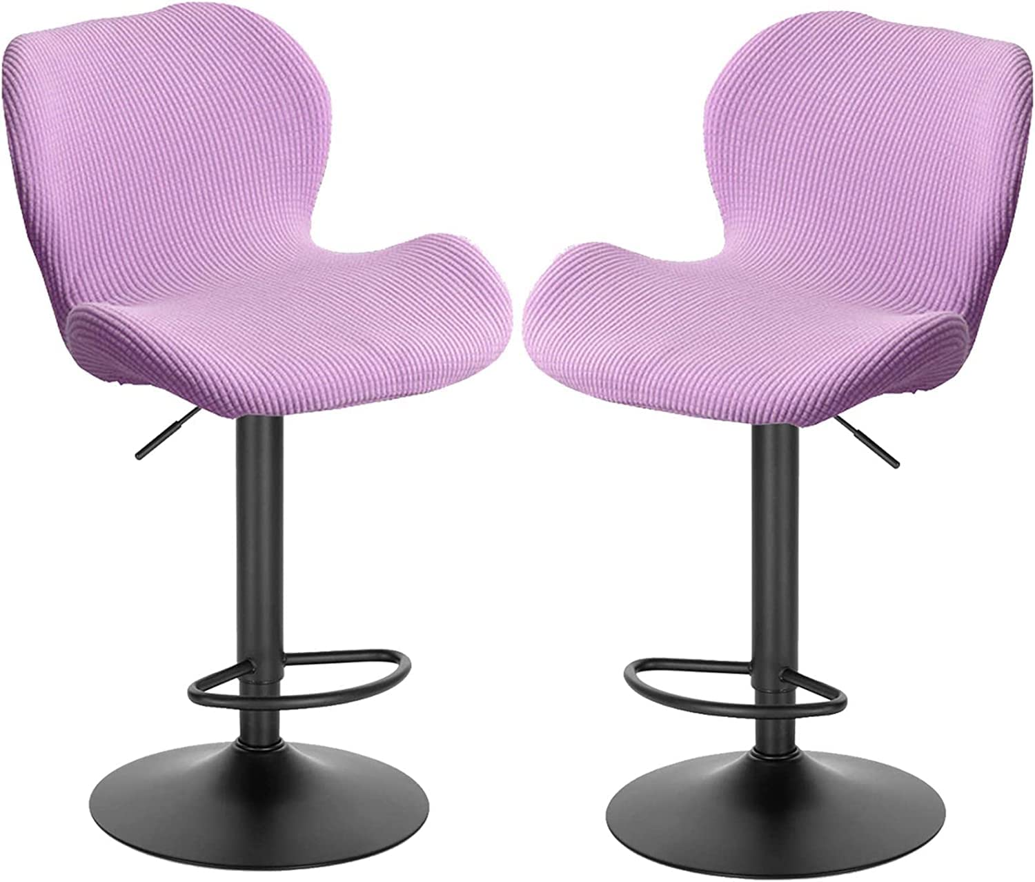 Modern Stretch Slipcovers for Bar Stools - Curved Swivel Kitchen Chair Covers with Backrest (2-Pack, Gray) - Perfect for Breakfast Bars, Counter Seating & Dining Chairs