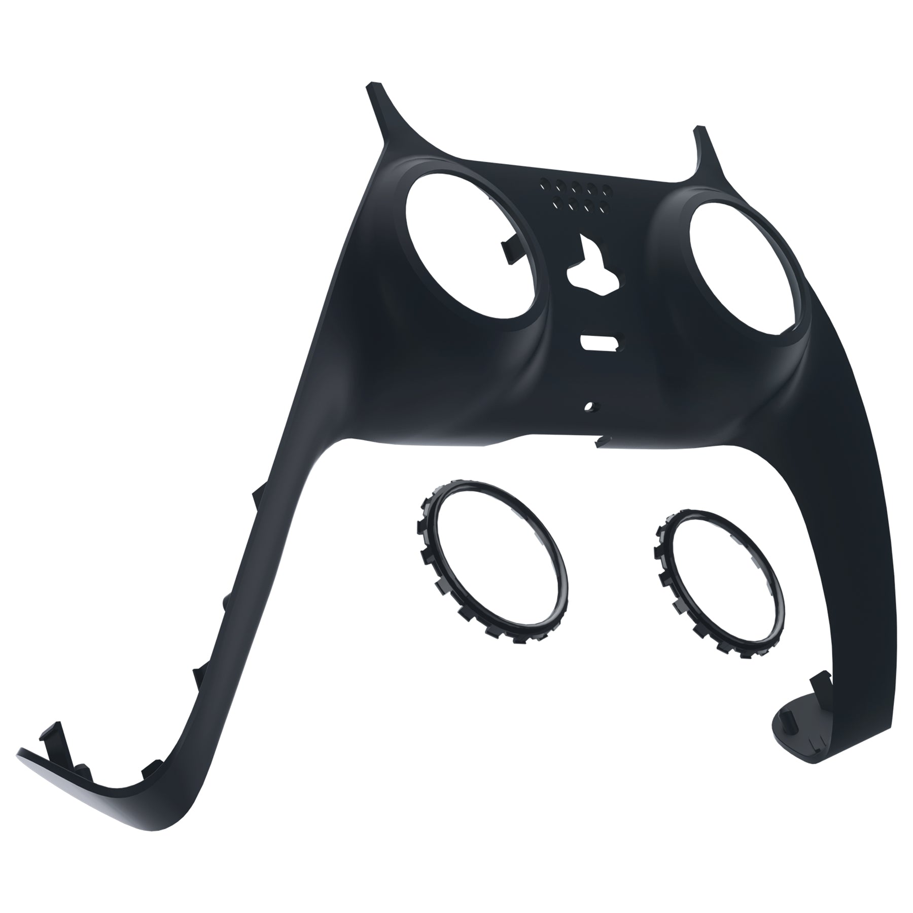 eXtremeRate PS5 Controller Shell Replacement - Decorative Trim with Accent Rings for BDM-010/020/030/040/050 Models (Solid Black) | Customize Your Gaming Experience