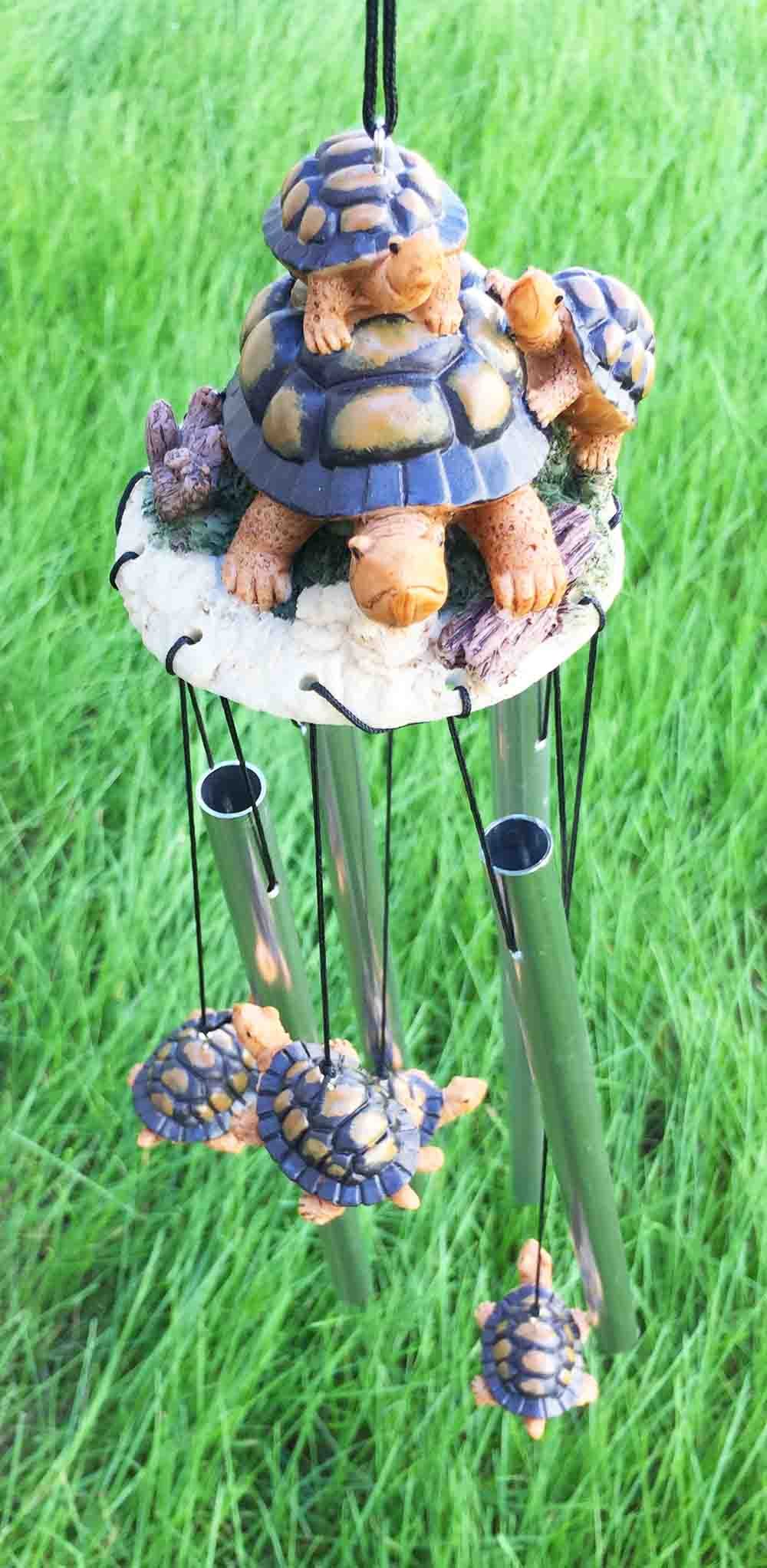 Slow But Steady Turtle Family Wind Chime - Handmade Outdoor Garden Decor with Soothing Sounds for Patio, Porch & Backyard | Perfect Relaxing Gift for Nature Lovers