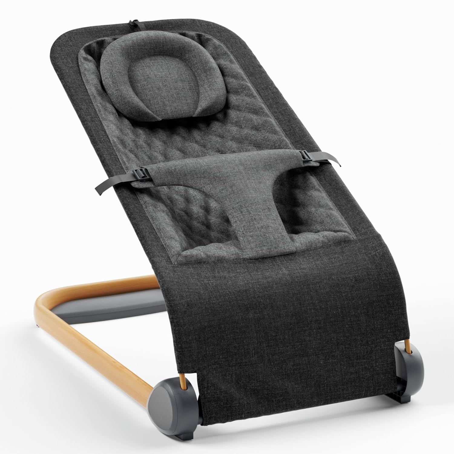 Fodoss Baby Bouncer Seat for Infants 0-12 Months - Portable & Ergonomic Infant Bouncer Chair with Adjustable Recline, Soft Fabric - Perfect for Nursery, Travel & Playtime (Black)