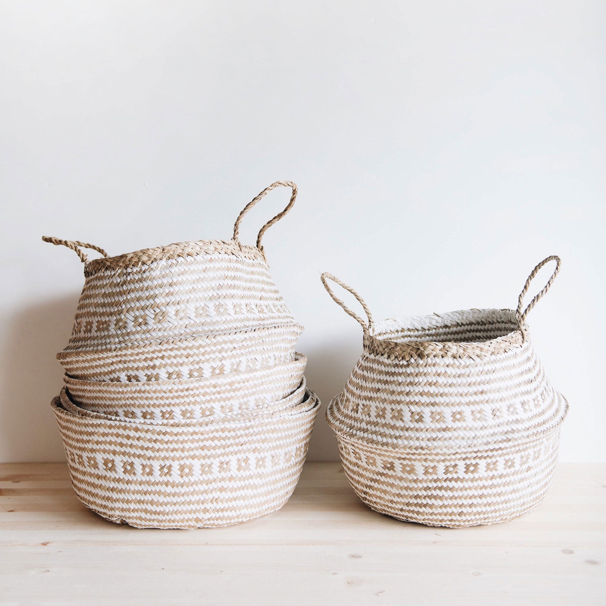 Riley Belly Basket - Handwoven Natural Fiber Storage Basket for Home Organization - Perfect for Nursery, Living Room, or Bathroom Decor