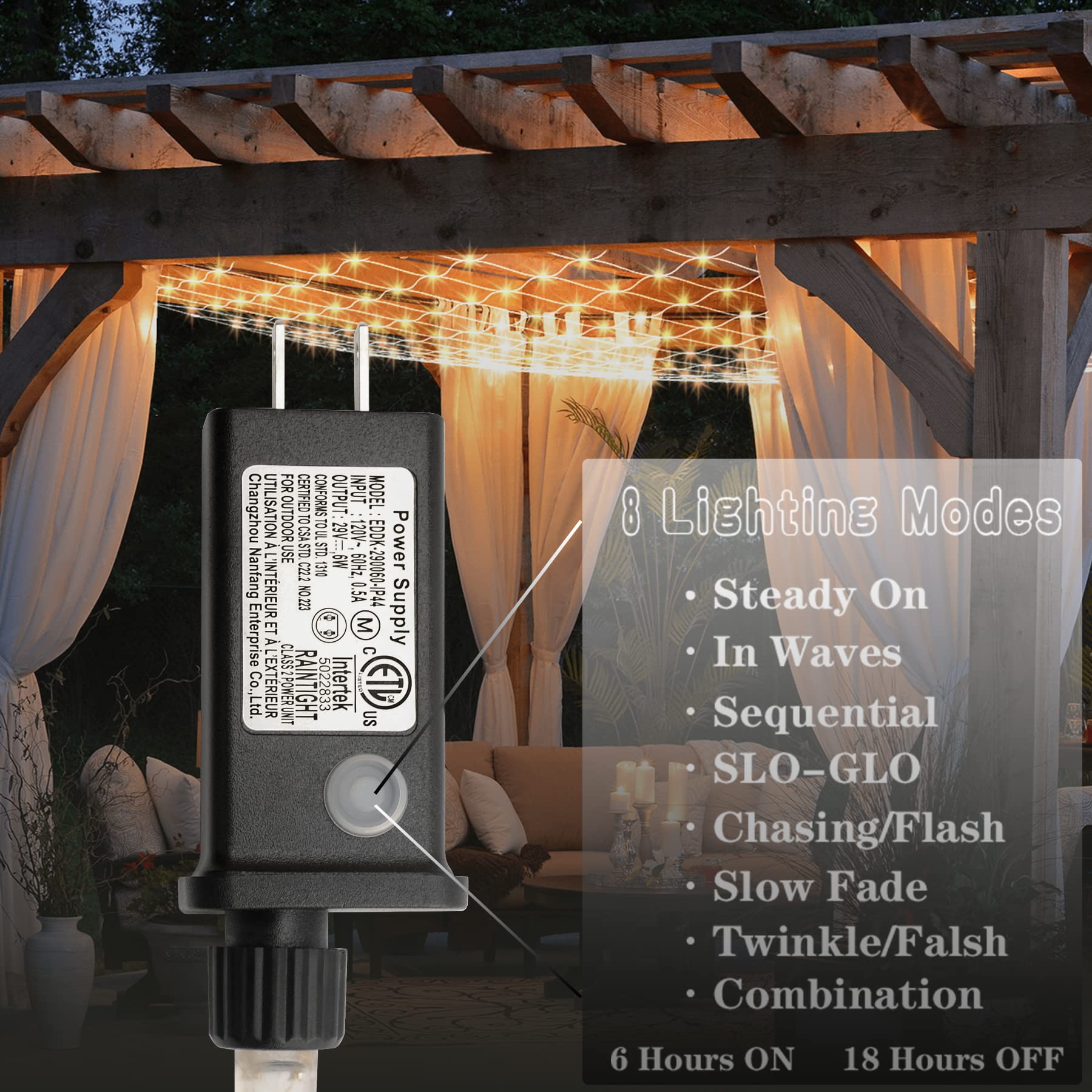 480 LED Gazebo Net Lights 12x12 FT - 8 Modes for Garden, Christmas Decor