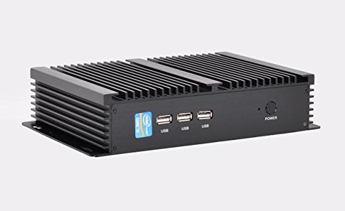 Fanless Industrial Barebone PC with Intel Haswell i5-4200U, Gigabit Ethernet, 2x COM & 7x USB Ports (Including USB 3.0), VGA/HDMI - Black Aluminum Case for Linux/Windows - Perfect for Digital Signage, Kiosk Systems & Industrial Automation