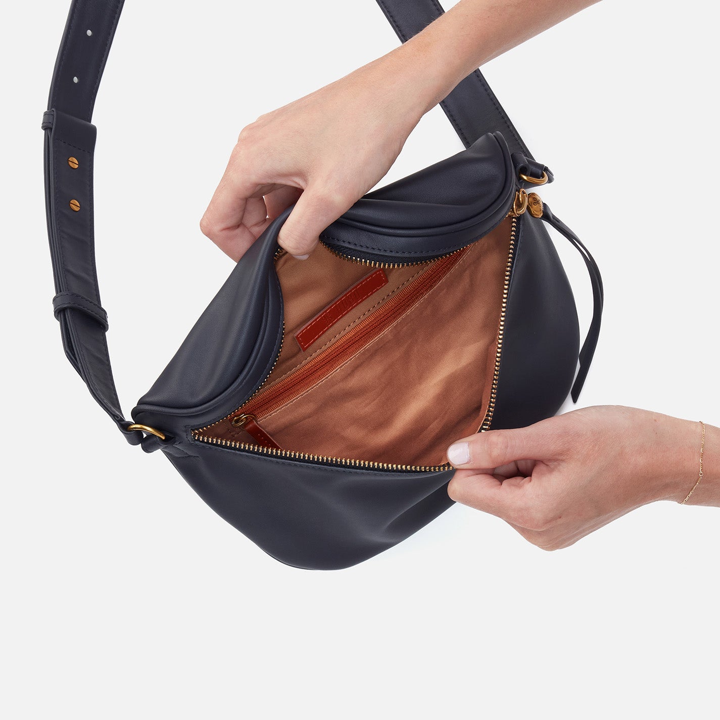 Premium Juno Leather Belt Bag - Navy Blue Crossbody Fanny Pack for Women & Men | Perfect for Travel, Hiking, and Everyday Use