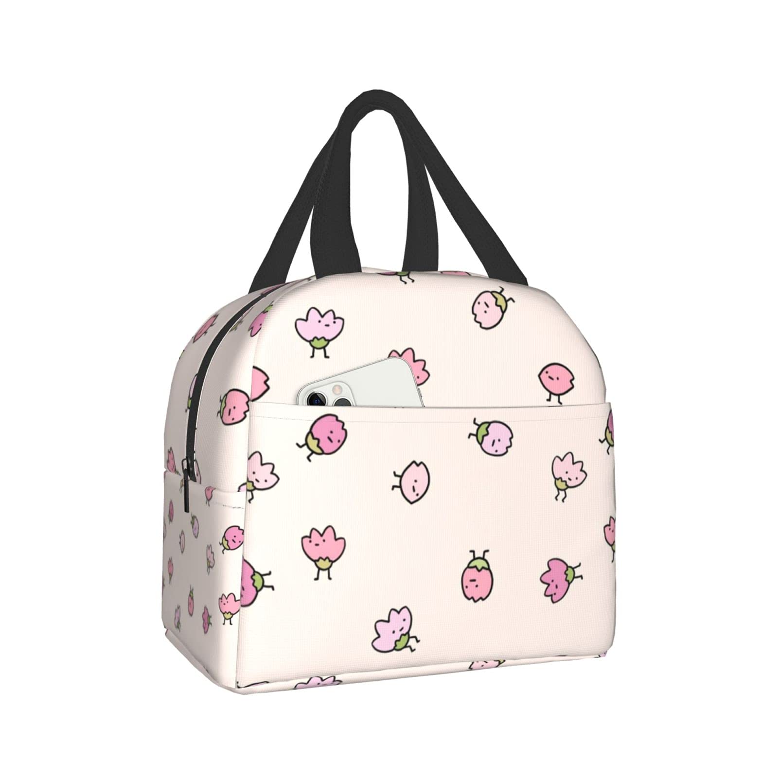 Cute Flower Insulated Lunch Box Bag - Reusable Waterproof Picnic & Travel Tote for School, Work, Grocery Shopping - Durable Thermal Food Carrier for Men, Women, Girls & Boys | Perfect for Outdoor Activities, Beach Trips & Daily Commute