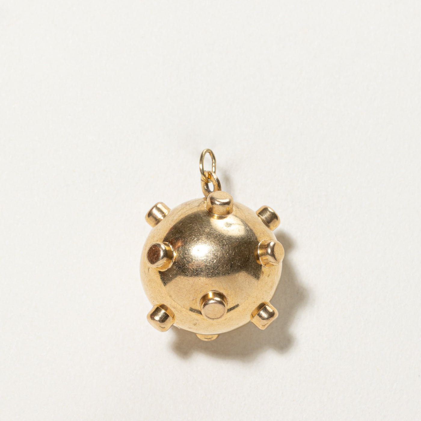 18K Yellow Gold Sea Mine Charm Pendant - Elegant Nautical Jewelry for Women - Perfect for Beach Vacations, Gifts & Everyday Wear