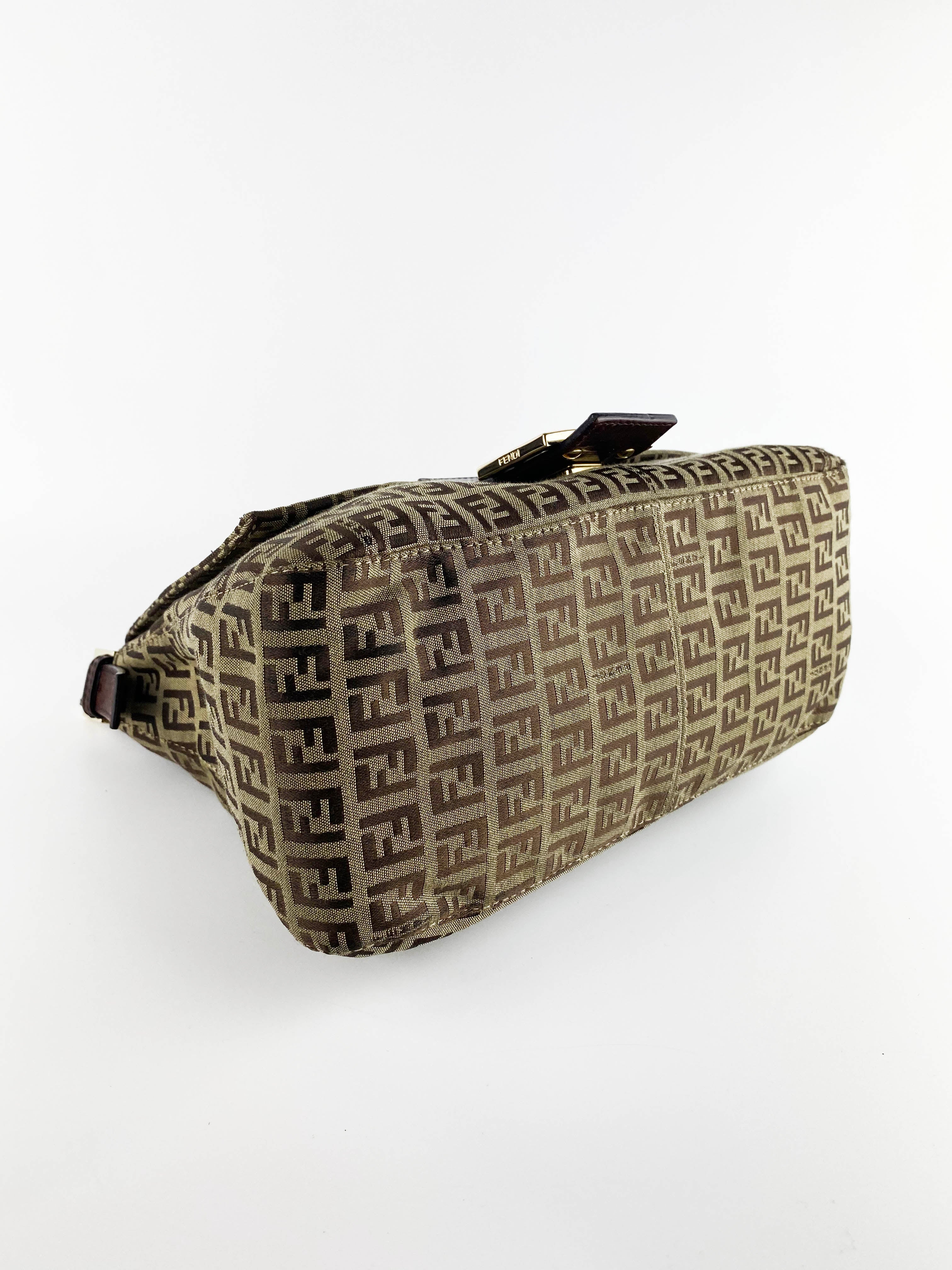 Fendi Vintage Mamma Baguette Zucca Shoulder Bag - Authentic Leather Handbag for Women, Luxury Designer Purse for Everyday Use & Special Occasions
