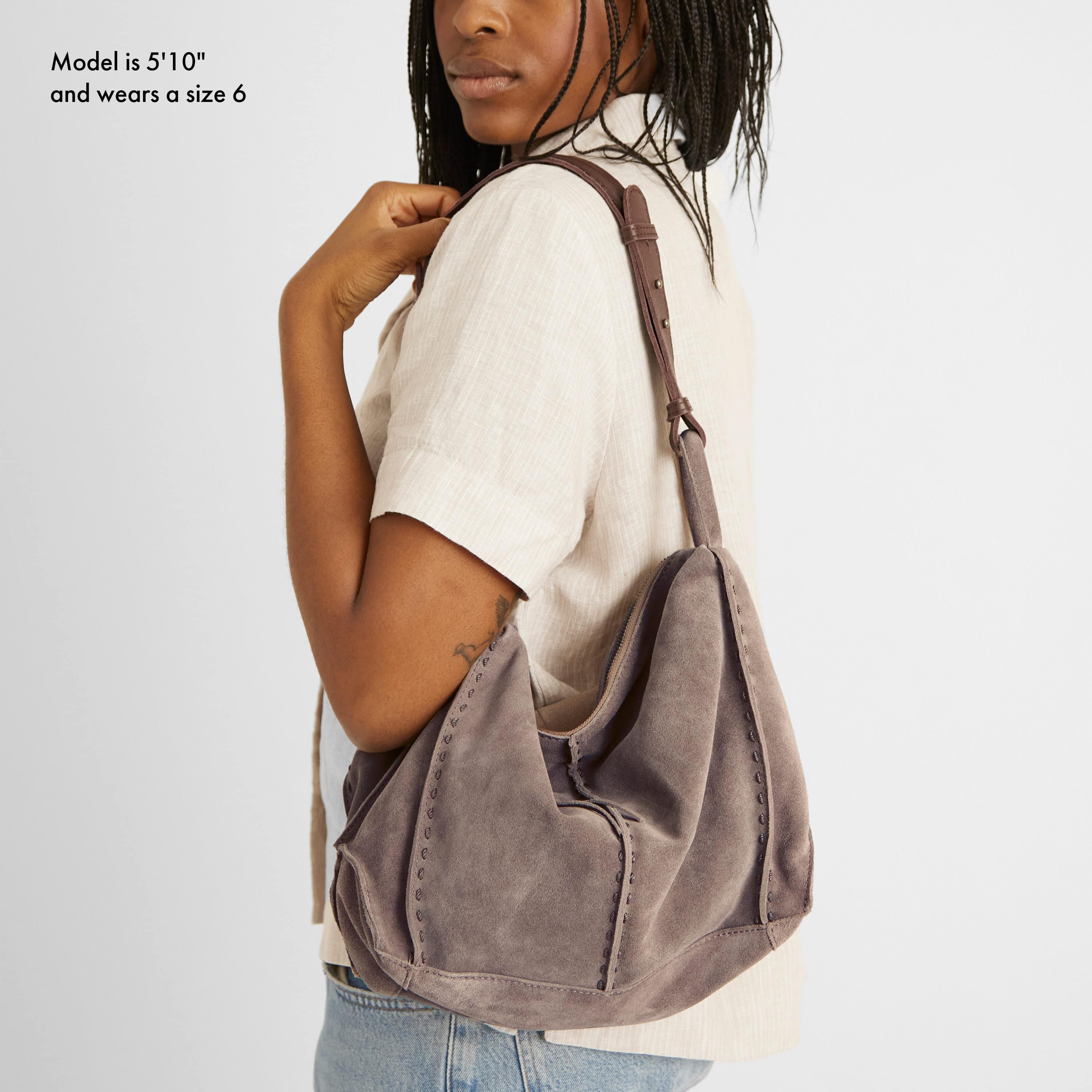 Los Feliz Hobo Bag - Genuine Leather & Mushroom Suede Handbag for Women | Perfect for Work, Travel & Everyday Use