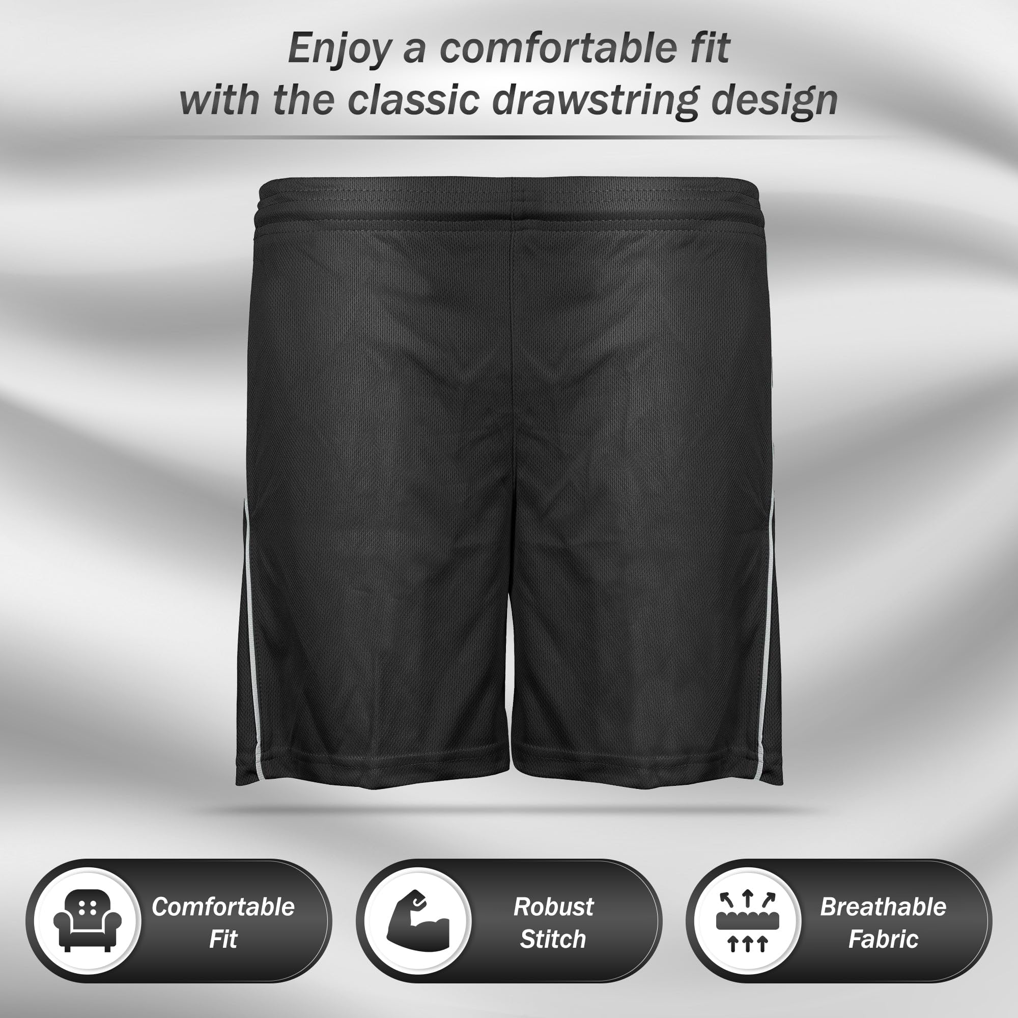 Vizari Dynamo Soccer Shorts for Boys & Girls - Adjustable Youth Athletic Shorts for Soccer, Running & Training | Perfect for Games, Practice & Outdoor Sports
