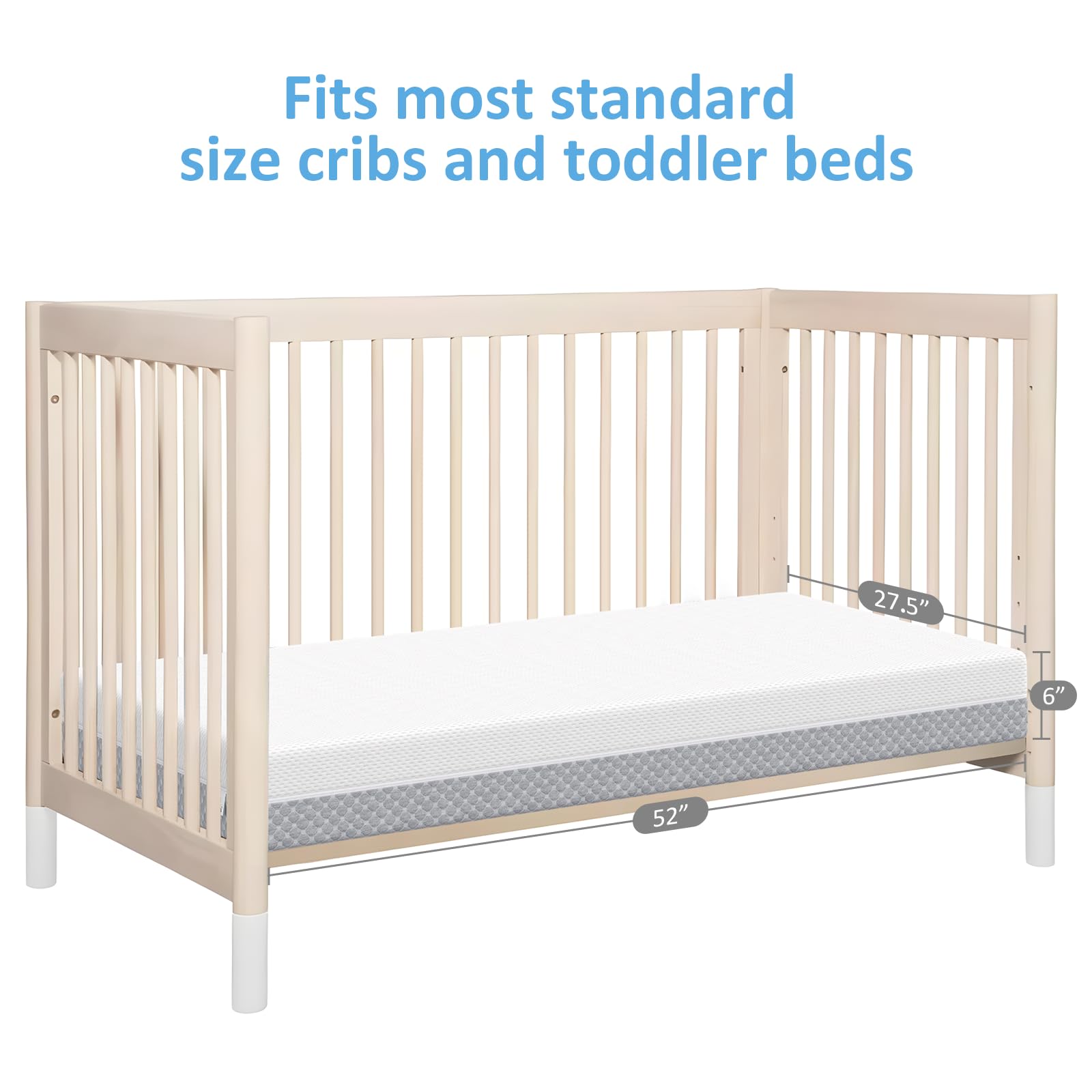 Dual-Sided Memory Foam Crib Mattress for Infants & Toddlers - Breathable 3-Layer Premium Baby Bed Mattress with Removable Washable Cover (White & Grey) - Perfect for Nursery, Daycare & Travel