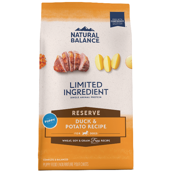 Natural Balance Reserve Grain-Free Duck & Potato Puppy Recipe Dry Dog Food – High-Protein Puppy Food for Healthy Growth, Digestive Support & Skin Care – Ideal for Small & Medium Breed Puppies