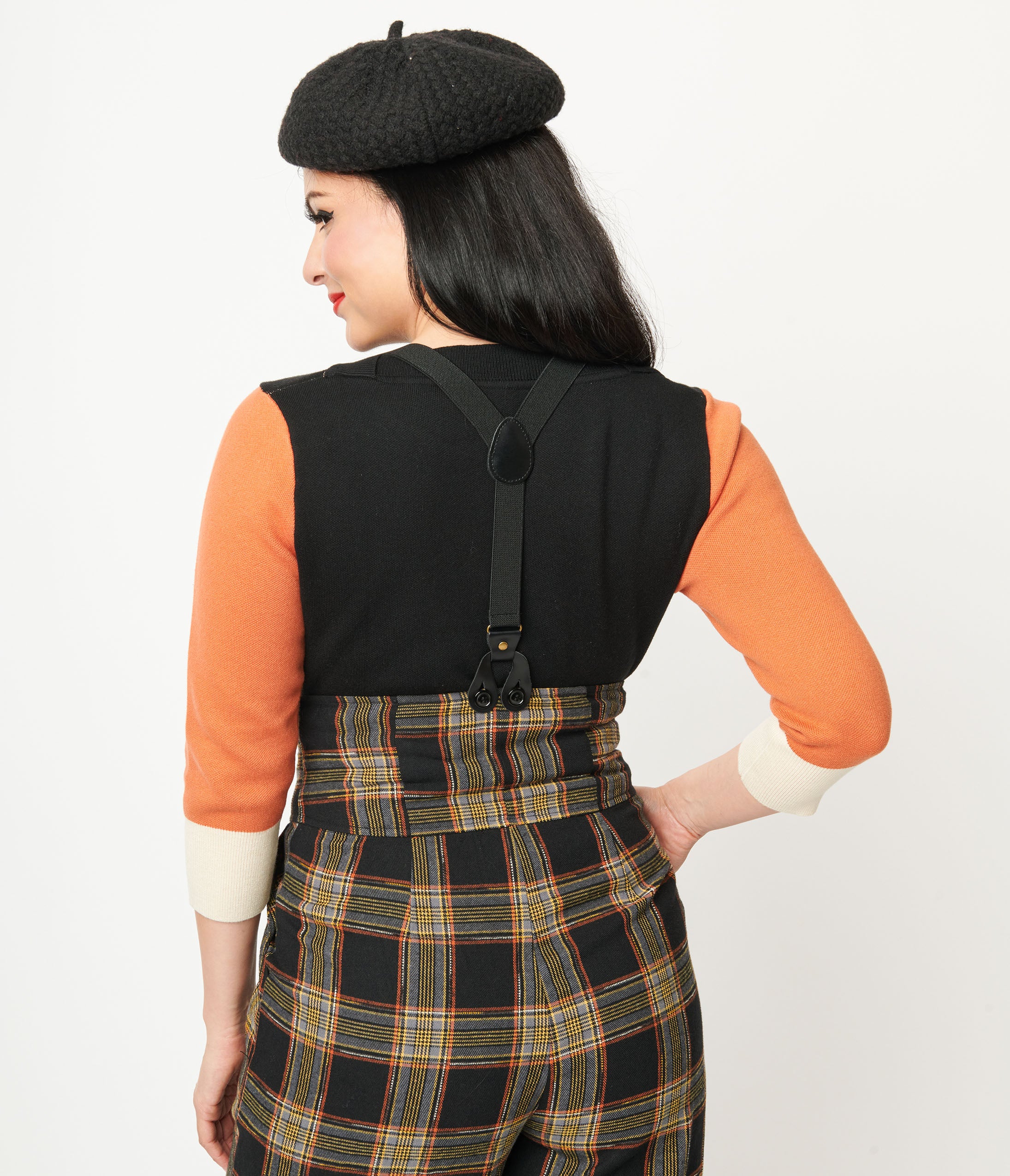 Vintage Black & Orange Fox Sleeve Minou Sweater - Unique Fall Fashion for Women | Perfect for Halloween, Thanksgiving & Cozy Autumn Outfits