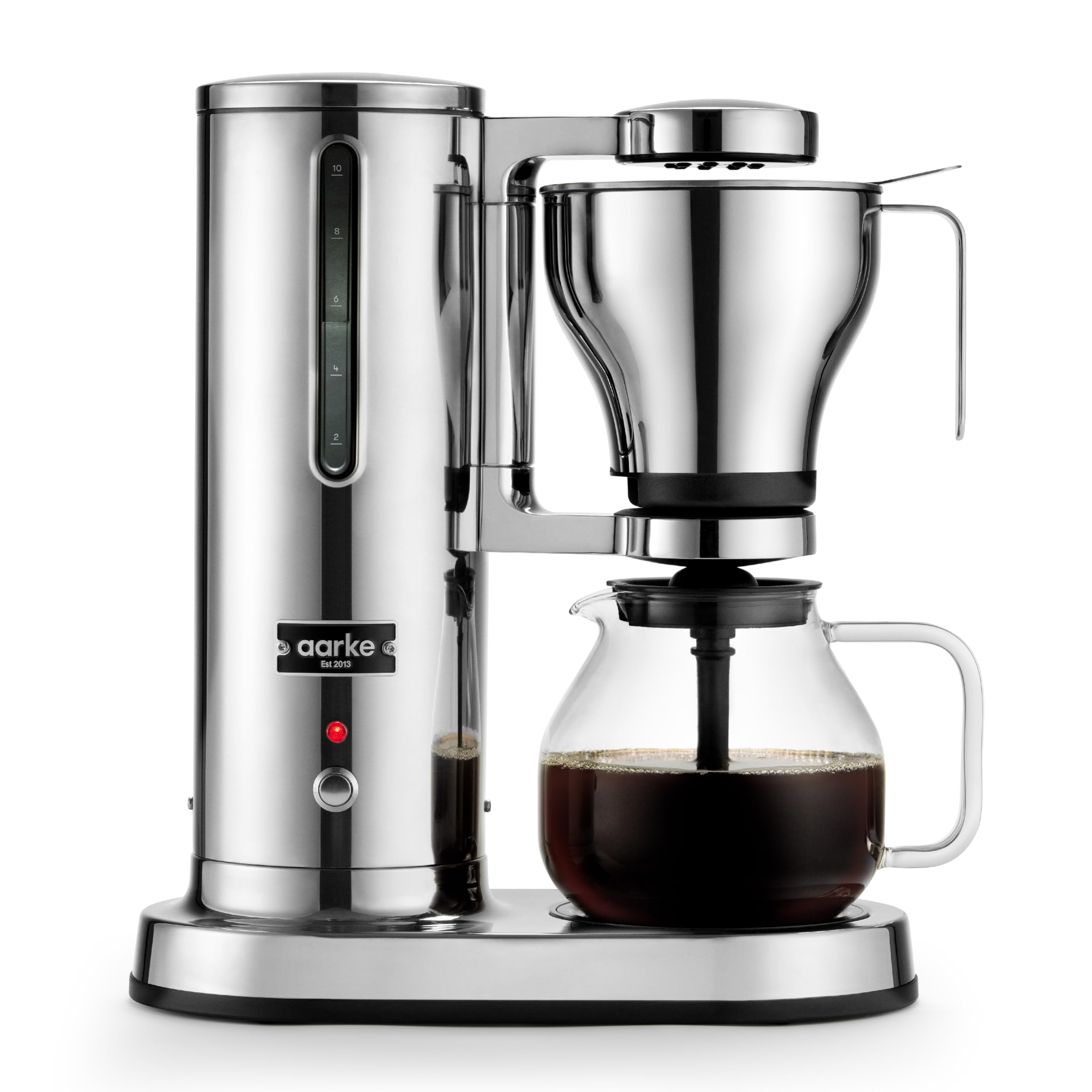 Aarke Electric Drip Coffee Maker - Stainless Steel Filter Coffee Brewer with Glass Carafe & Smart Hot Plate (2-10 Cups, 250mL-1.25L) - Perfect for Home, Office and Restaurant Use