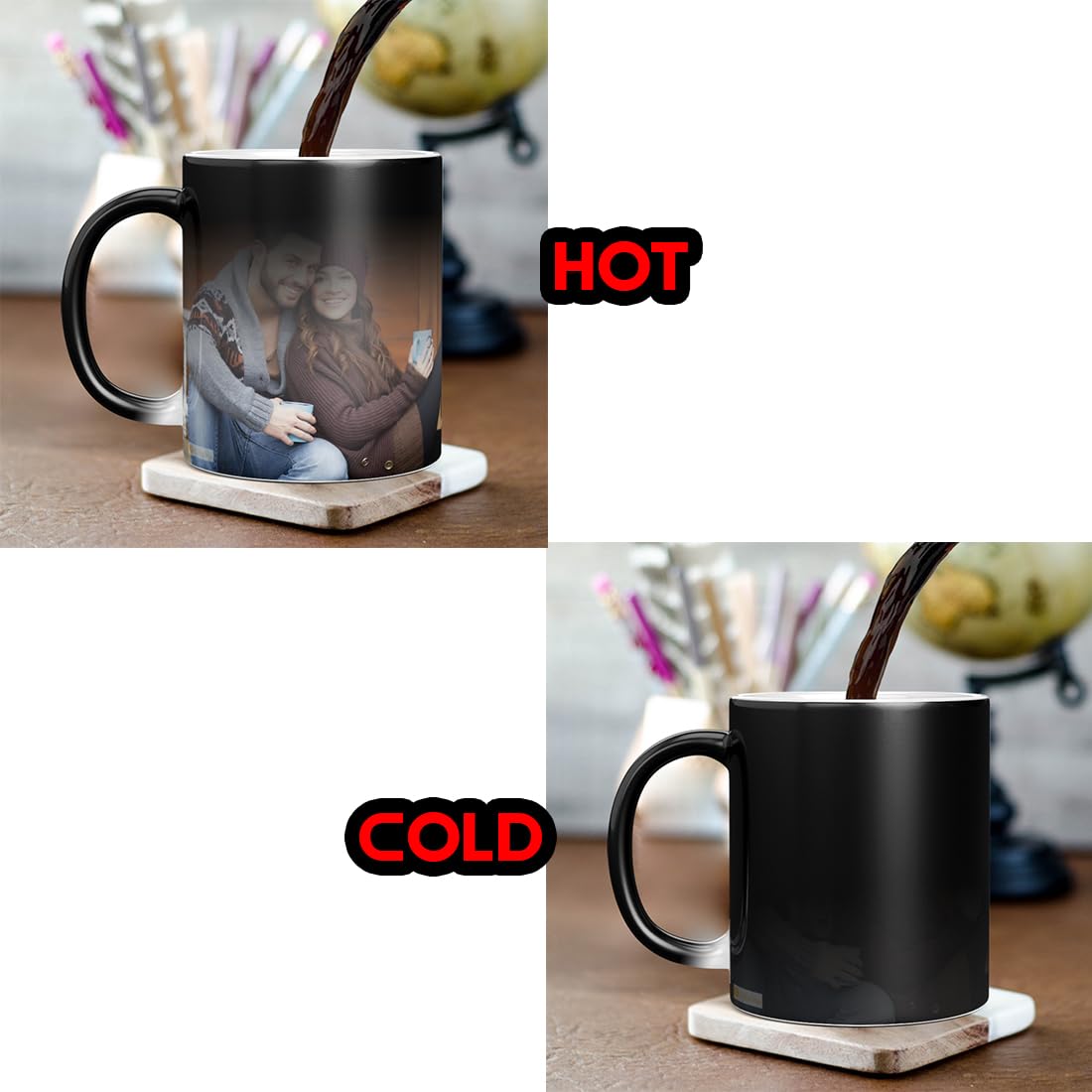 Personalized Ceramic Magic Mug with Custom Photo, Quote & Name - 11oz (325ml) - Unique Birthday, Valentine's, Anniversary Gift for Him/Her - Perfect for Coffee, Tea & Office/Home Use