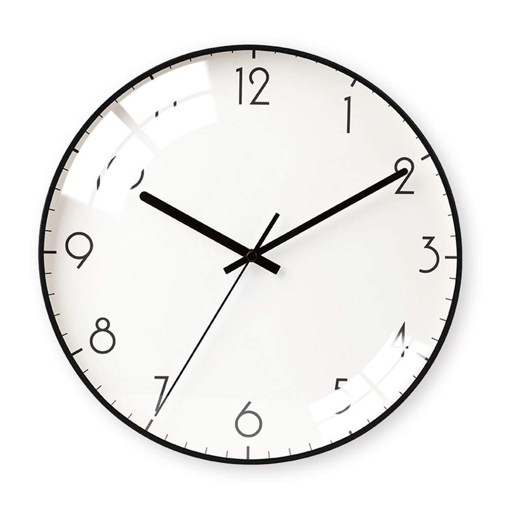 Modern Minimalist White Silent Wall Clock - Glass & Metal Design, 35cm x 35cm x 4.5cm - Perfect for Living Room, Bedroom, Office Decor - No Ticking Noise for Peaceful Environment
