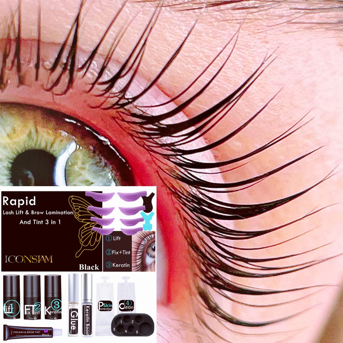 Professional Lash Lift & Brow Lamination 2-in-1 Kit - DIY Eyelash and Eyebrow Perming Set for Home or Salon Use - Long-Lasting Volume for 6 Weeks (10 Applications) - Black - Perfect for Bridal Makeup, Special Occasions, and Everyday Glam