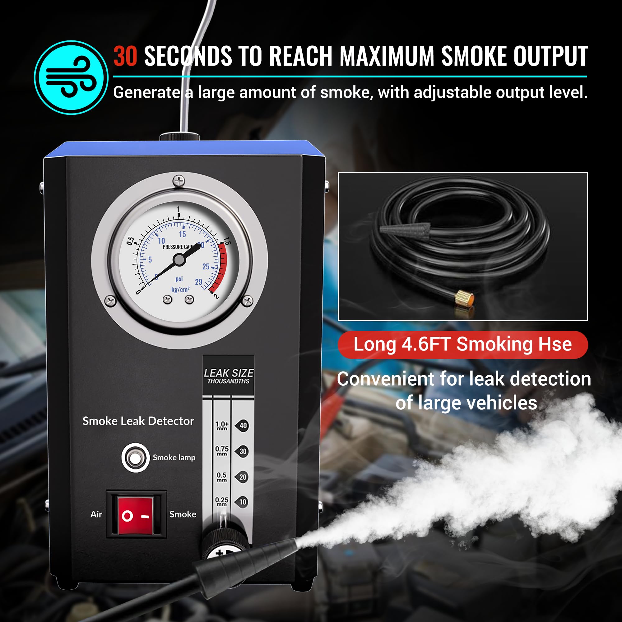 Automotive Smoke Machine Leak Detector - EVAP Vacuum Smoke Diagnostic Tester with Built-in Pump | Find Car AC & Fuel System Leaks Fast | Professional Mechanic Tool for Auto Repair Shops & DIY Enthusiasts
