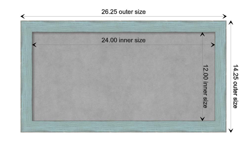 Amanti Art 14x26 Inch Blue Framed Magnetic Board - 100% Metal Sheet for Vision Board, Office Decor & Home Organization | Perfect for Kitchen, Mudroom, Kids Room & Workspace