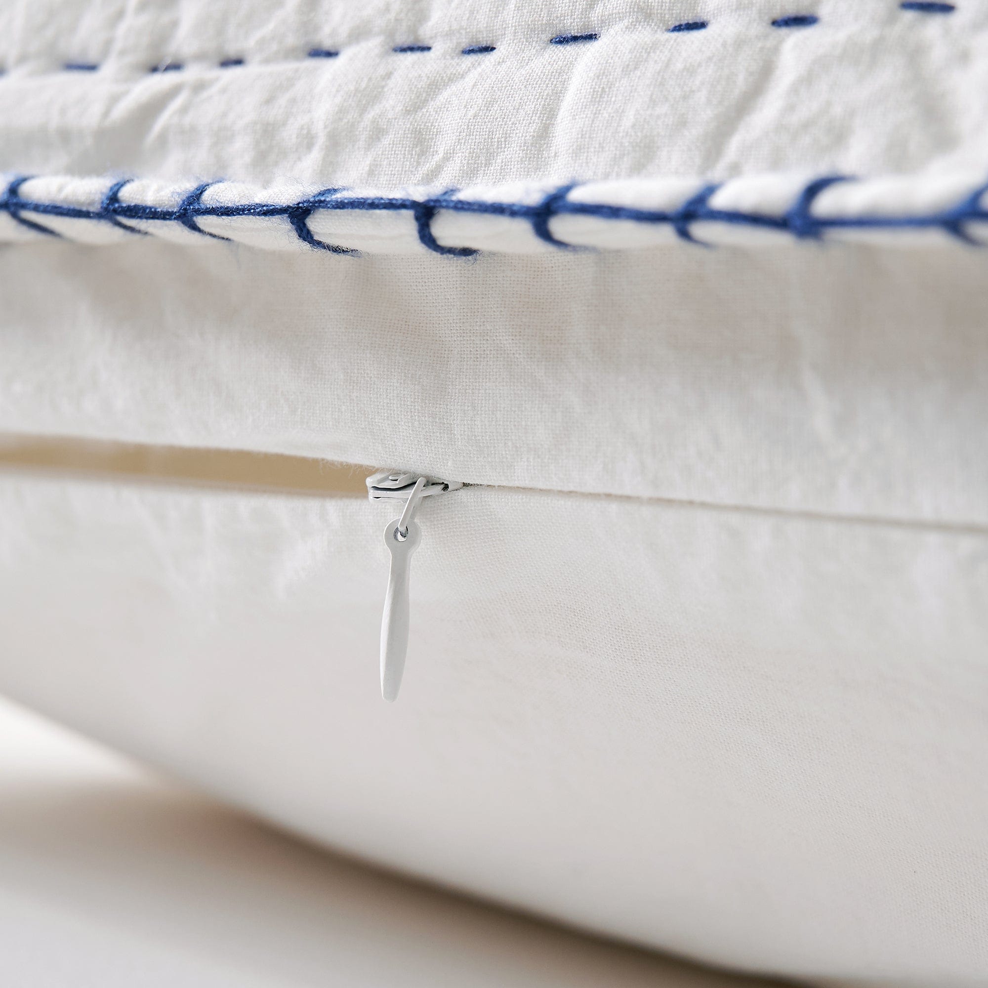 Premium Indigo Hand-Stitched Euro Sham Pillow Cover - 100% Cotton Decorative Pillowcase for Bedroom & Living Room Decor