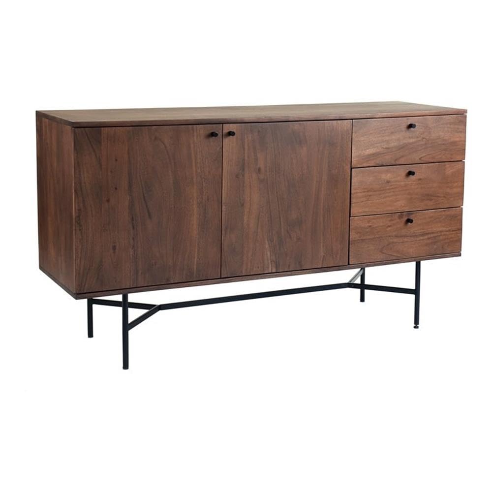 Moe's Home Collection Beck Sideboard - Modern Wood Buffet Cabinet with 2 Doors & 4 Drawers for Dining Room Storage | Perfect for Farmhouse, Living Room & Entryway Organization