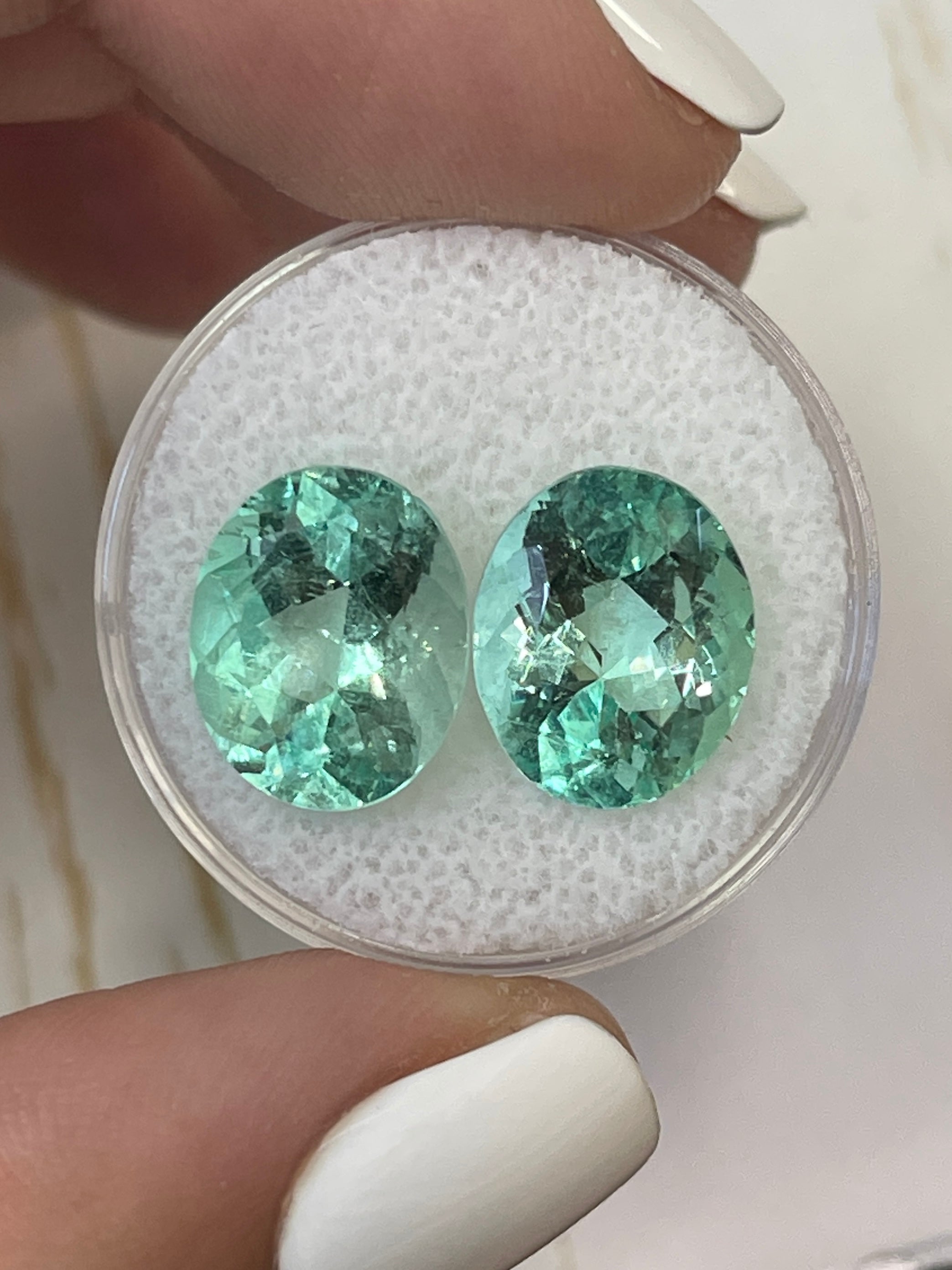 Premium 10.23tcw 13x10mm Matching Pair Colombian Emerald Loose Gemstones - Oval Cut Natural Green Emeralds for Jewelry Making, Engagement Rings & Luxury Gifts