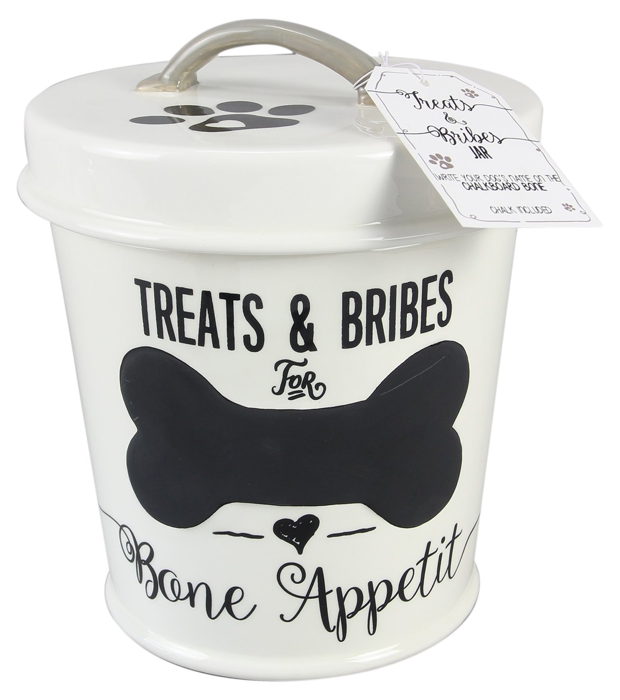 Young's Inc. Large Ceramic Pet Treat Jar with Lid - Airtight Storage for Dog & Cat Treats, Cookies, Biscuits & Bones - Perfect for Kitchen Counter, Pet Training & Treat Organization (BPA-Free)