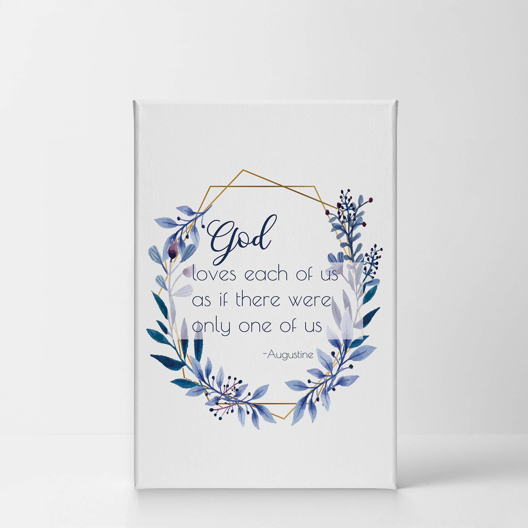 Augustine 'God Loves Each of Us' Bible Verse Canvas Wall Art - 36x24 Rustic Scripture Print, Ready to Hang, Made in USA - Perfect for Christian Home Decor, Church Gifts & Inspirational Living Room Art