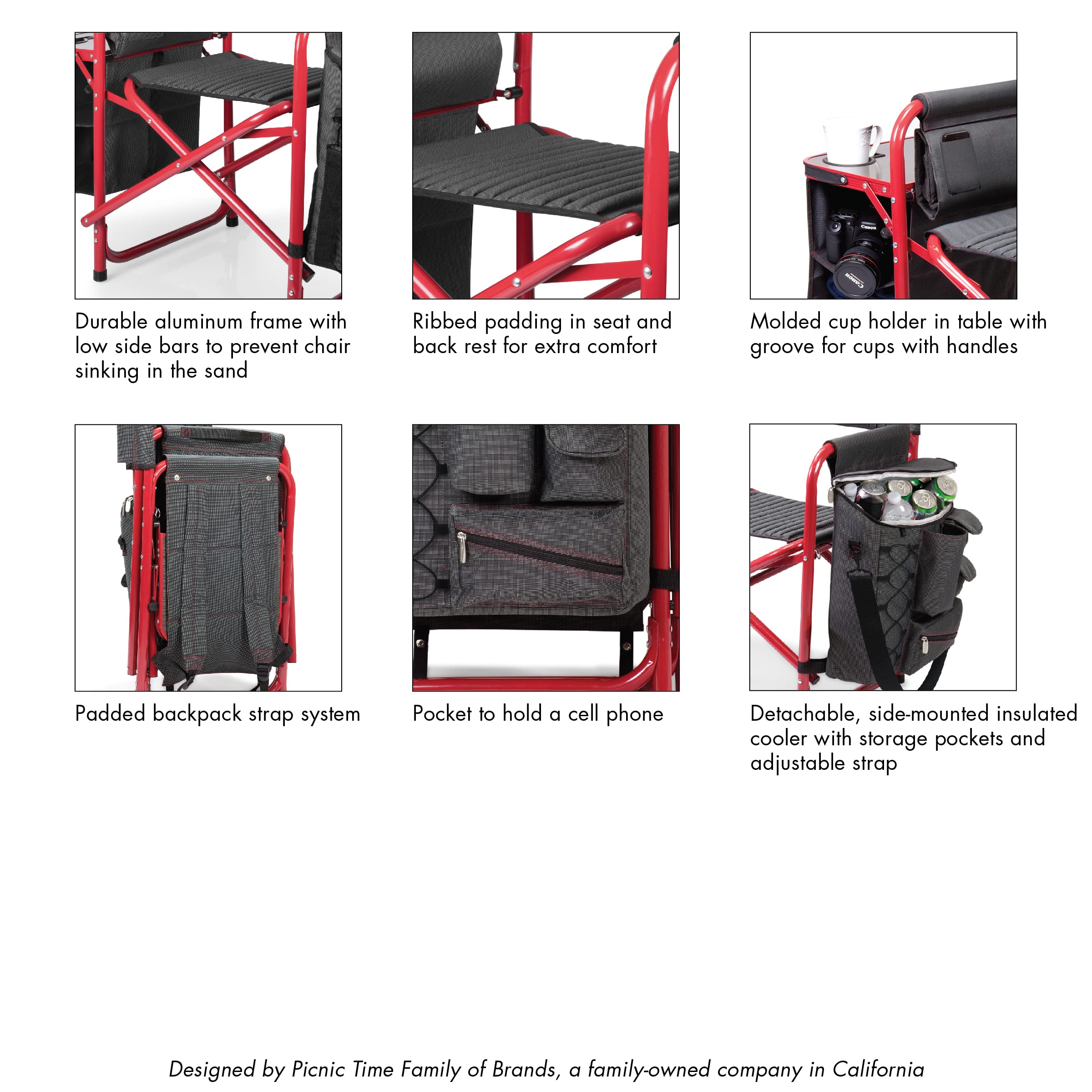 PICNIC TIME Fusion Camping Chair with Side Table & Soft Cooler - Portable Folding Beach Chair for Adults, Outdoor Lawn Chair - Perfect for Camping, Beach, Backyard & Picnic