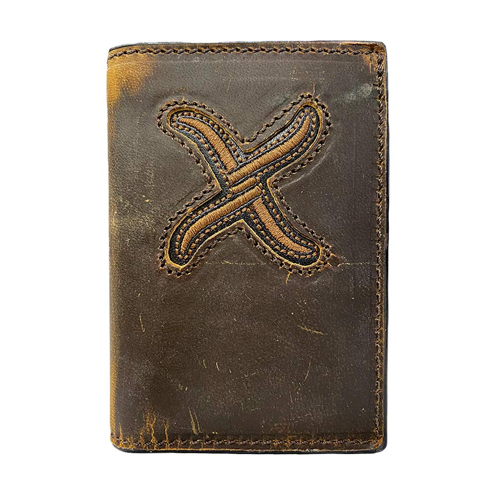 Twisted X Men's Genuine Leather Trifold Wallet - Slim RFID Blocking Bifold Wallet for Men with ID Window & Multiple Card Slots - Perfect for Everyday Carry, Travel & Business Use