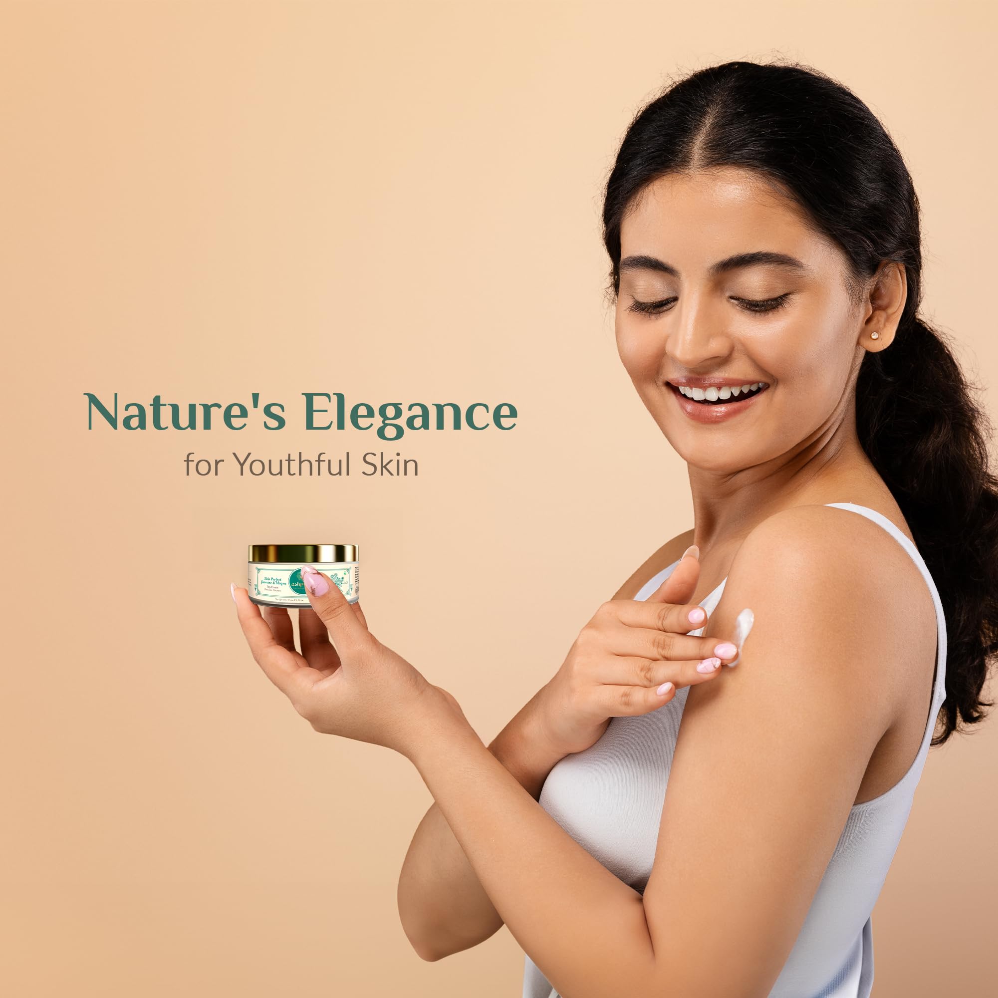 **Ashpveda Ayurvedic Skin Perfect Jasmine & Mogra Day Cream – Natural UVA/UVB Sun Protection, Chemical-Free SPF Cream for Women & Men (50g) | Daily Moisturizer for Glowing Skin**