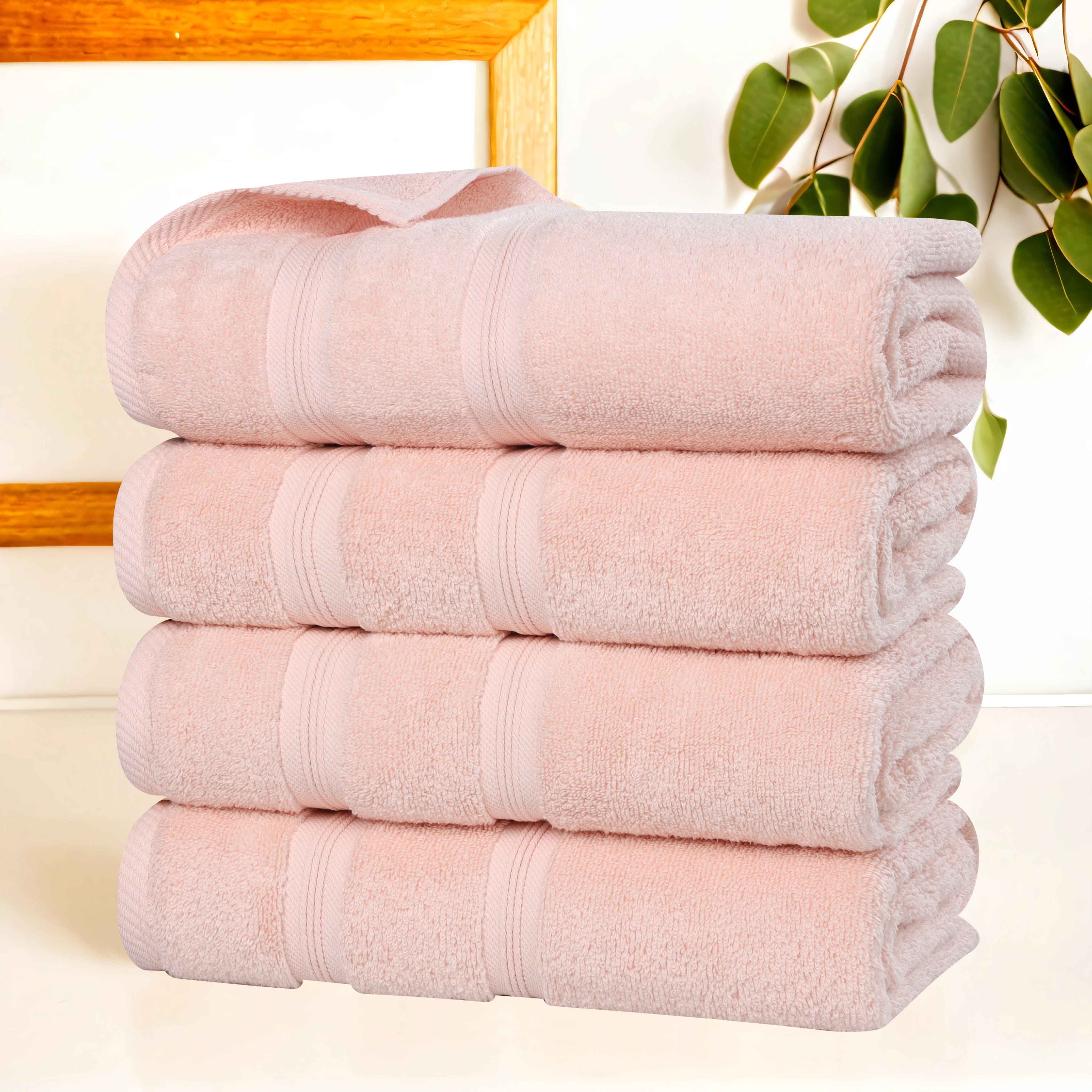 Premium Smart Dry Zero Twist Medium Weight Cotton Bath Towels - Ultra Absorbent & Quick Dry, Set of 4 (White) - Perfect for Spa, Gym & Luxury Bathroom Essentials