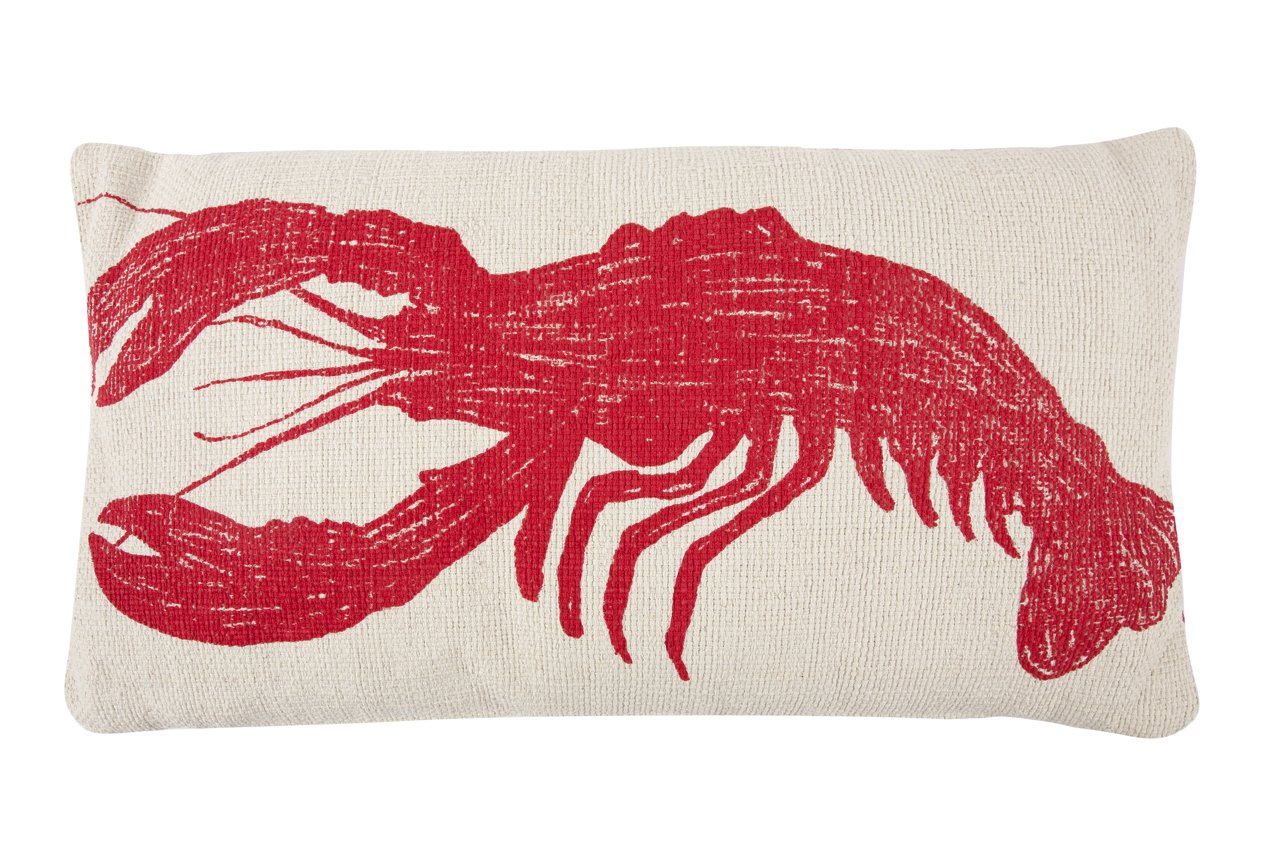 Thomas Paul Lobster Sketch Throw Pillow - 18x34 Inch Coastal Home Decor, Nautical Living Room Accent for Sofa, Bed & Boat Cabin