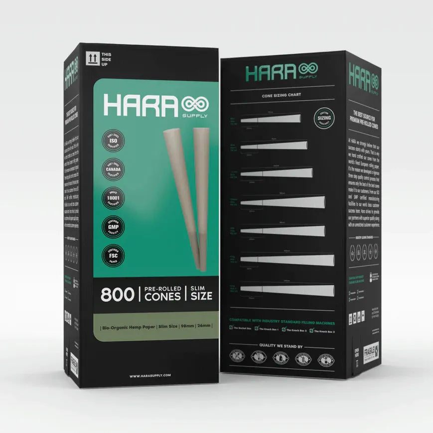 Premium Hara Supply Slim Size Reefer 98/26 Pre Rolled Cones - Perfect for Rolling Smooth, Even Joints at Home or On-the-Go