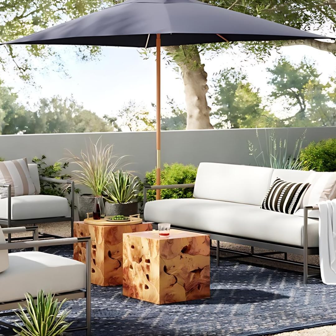 Premium Teak Root Side Table - Solid Grade-A Teak Wood with Natural Grain, Weatherproof Outdoor Coffee Table for Patio, Garden & Living Room - 17.55