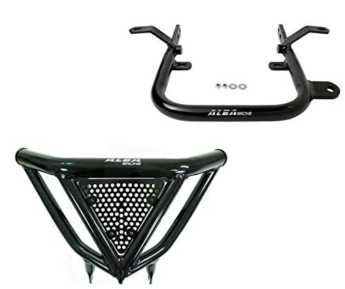 Yamaha Banshee (1987-2006) Front Bumper & Rear Grab Bar Set - Heavy Duty Black Steel Off-Road Protection for ATV Trail Riding & Dune Racing