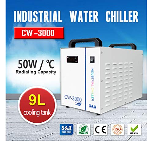 CW-3000DG Industrial Water Chiller - Thermolysis Cooling System for CO2 Laser Engraving Machines | 1P 110V 60Hz AC | Perfect for Glass Tube Engraving & Industrial Cooling Applications