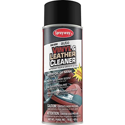 Sprayway SW990-12PK Vinyl and Leather Cleaner - 15 oz (Pack of 12) - Professional Auto Interior & Furniture Care for Cars, Sofas, Jackets & More
