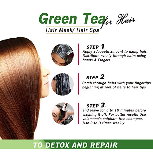 Volamena Green Tea & Bhringraj Hair Mask - Anti Dandruff & Hair Fall Control Treatment (120ml) | Deep Conditioning Hair Spa for Dry, Damaged Hair | At-Home Hair Care Solution
