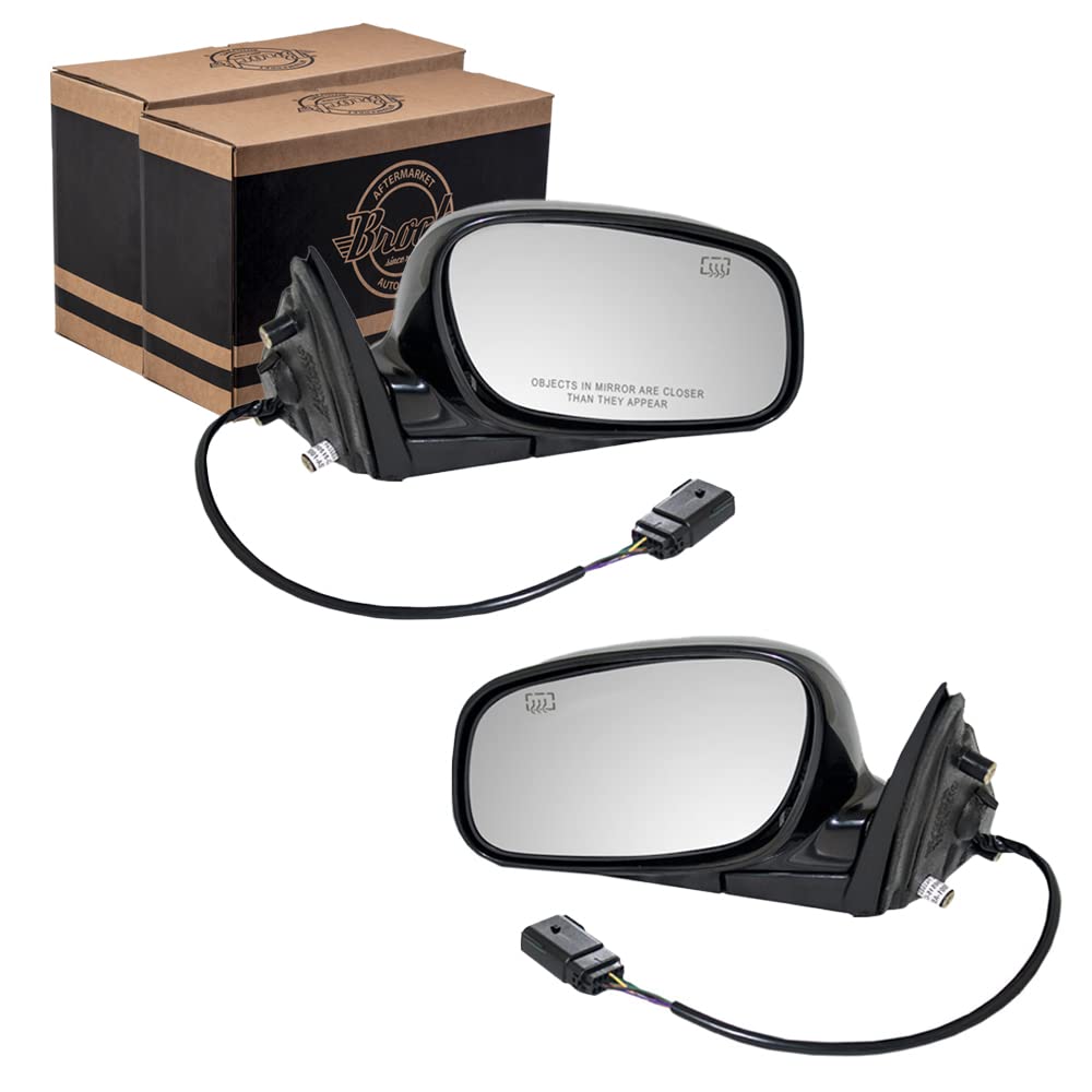 Brock Replacement Power Side Mirrors for 2004-2008 Lincoln Town Car - Driver & Passenger Side, Heated, Black Cap, Paint to Match (12H5P, No Memory/Auto Dim) - Perfect for Parking Safety & Blind Spot Visibility