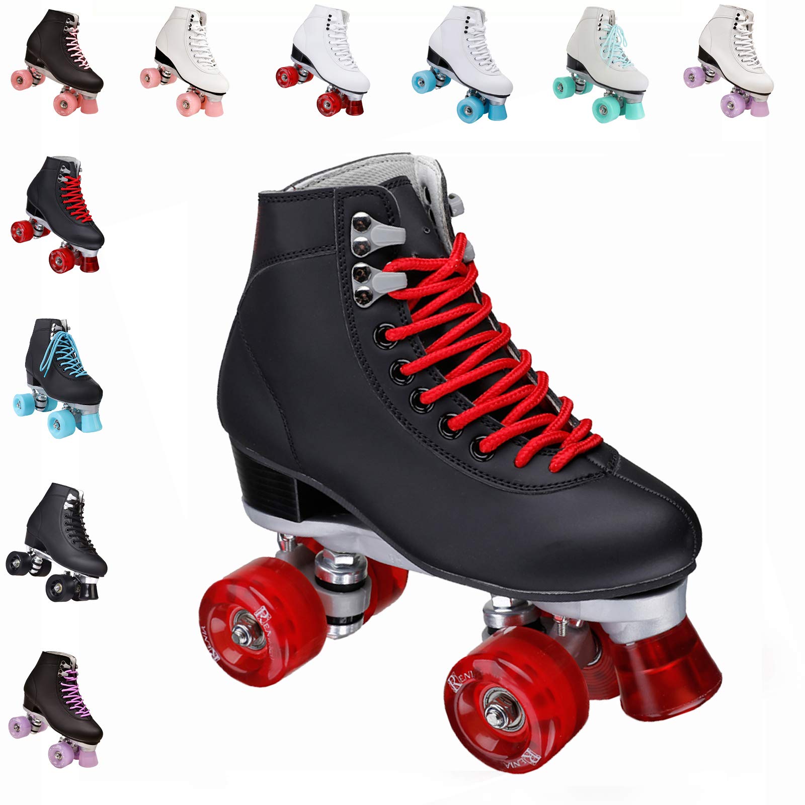 CHSSIH Women's Classic High-Top Roller Skates - Unisex Quad Skates for Adults & Teens, Outdoor & Indoor Roller Skates for Men & Women (Black, Sizes 1-10) - Perfect for Roller Rinks, Fitness, Street Skating & Retro Style Fashion