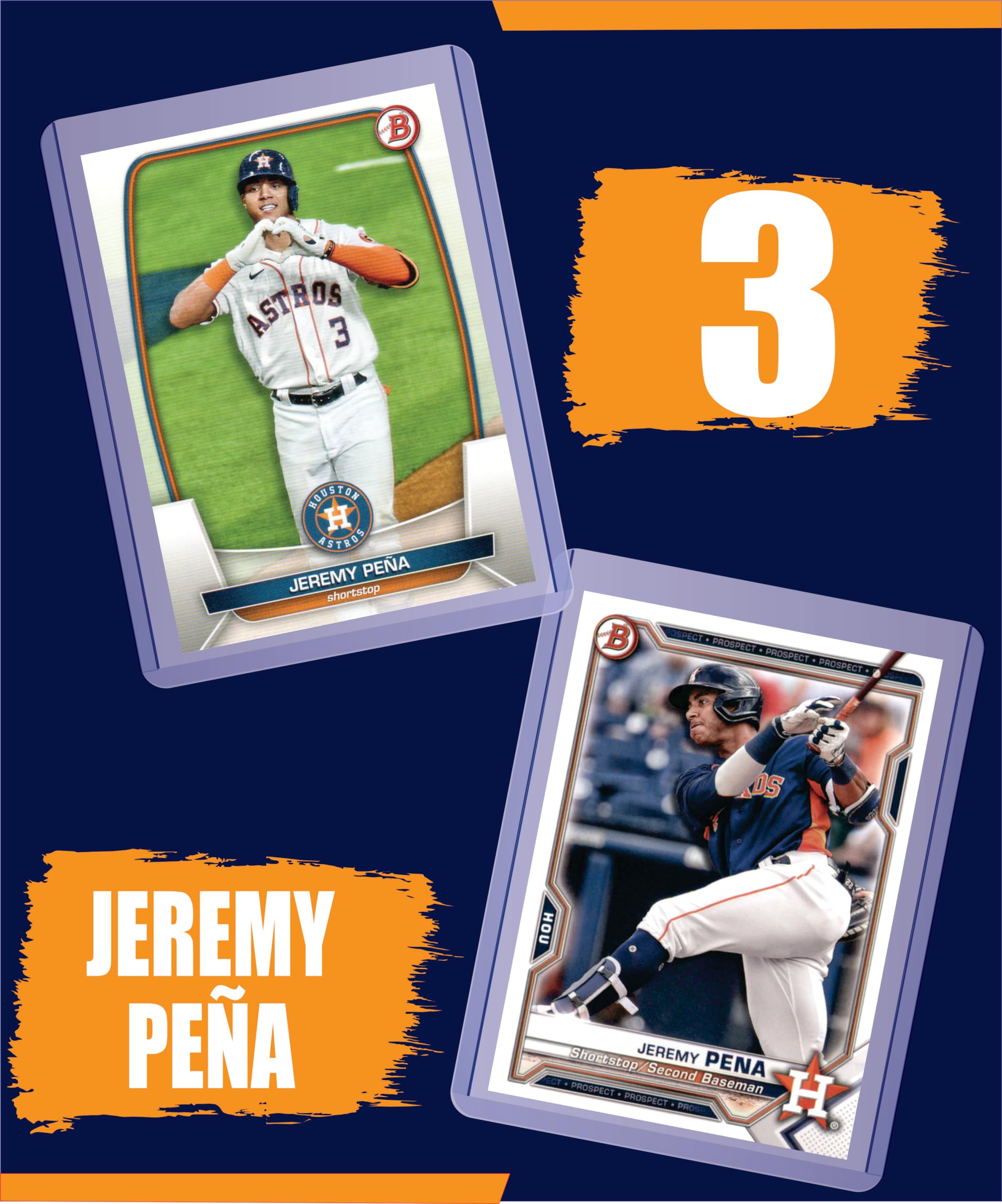 Jeremy Pena (5) Assorted Houston Astros Baseball Cards Gift Pack - Perfect for Collectors, Fans & Sports Memorabilia Enthusiasts