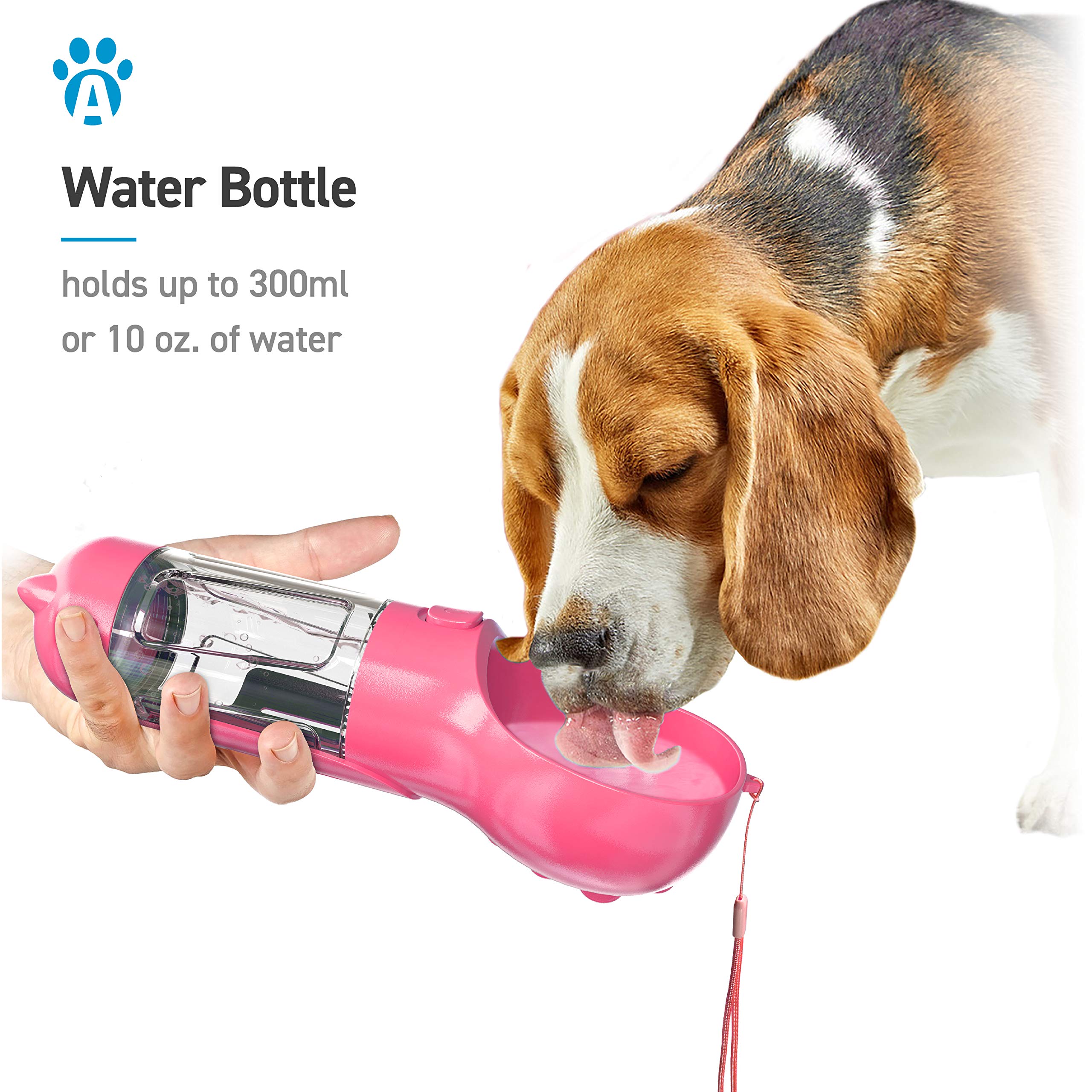 Portable Dog Water Bottle with Leak-Proof Bowl, Poop Scoop, and Bag Storage - Ideal for Hiking, Travel, and Outdoor Adventures