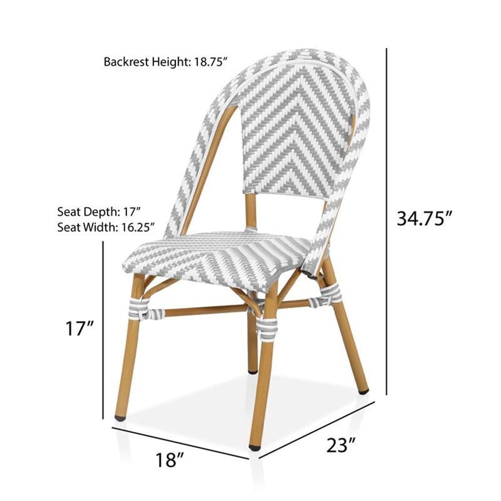 Acti Modern Aluminum Patio Dining Chairs (Set of 2) - Gray Outdoor Furniture for Garden, Poolside & Backyard Dining - Weather-Resistant & Comfortable