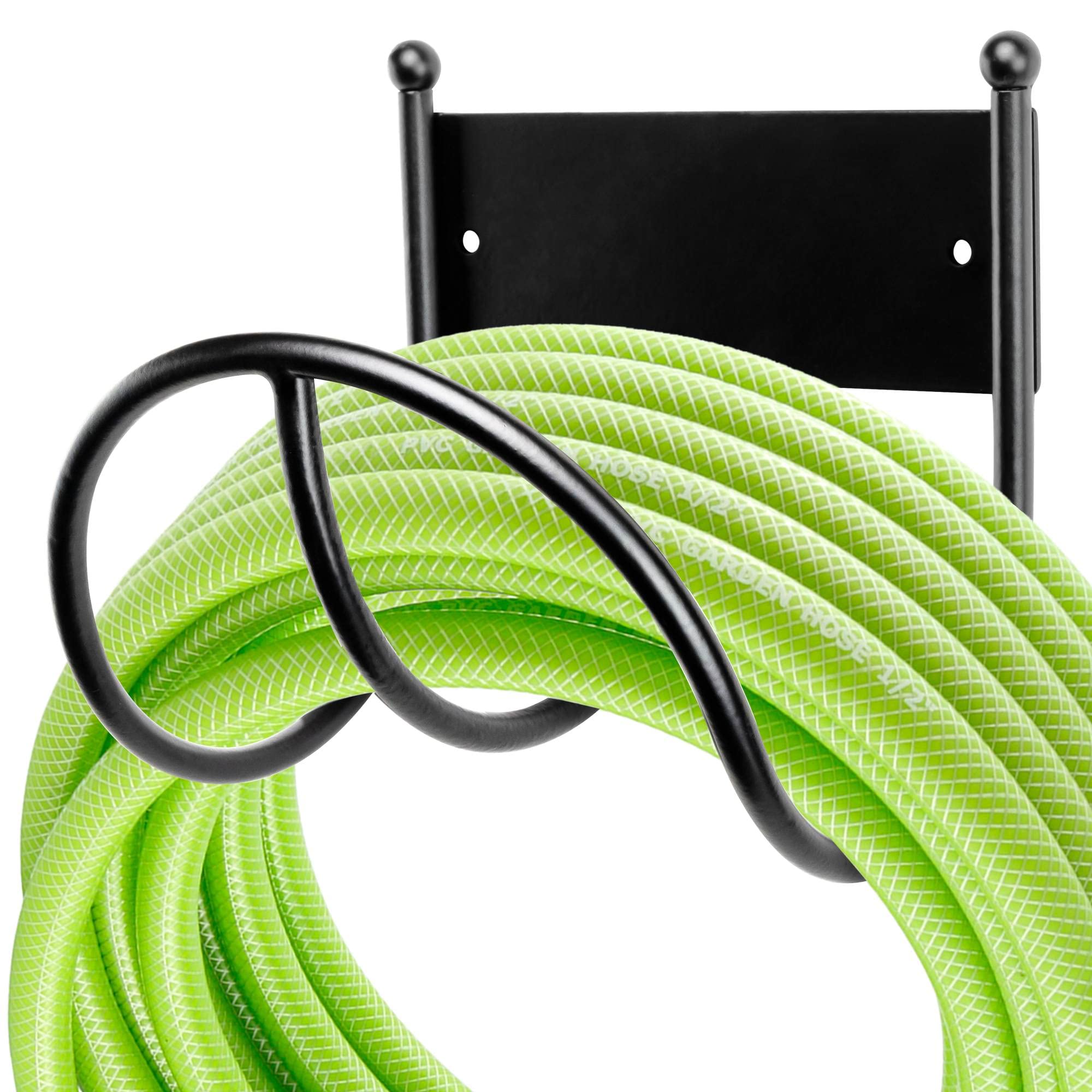 Heavy Duty Wall Mount Metal Garden Hose Holder - Outdoor Water Hose Hanger Rack with Storage Hook for Yard, Lawn & Garden (QN-01) - Perfect for Organizing Hoses in Backyard, Garage & Patio