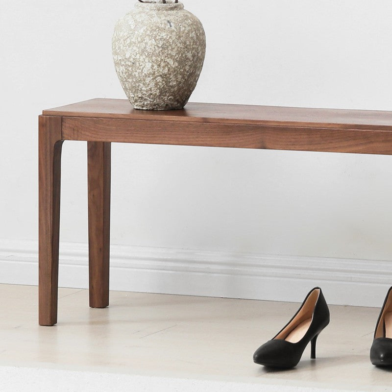 Black Walnut Solid Wood Nordic Long Bench - Modern Entryway & Dining Room Seating - Perfect for Hallway, Bedroom, and Living Room Decor