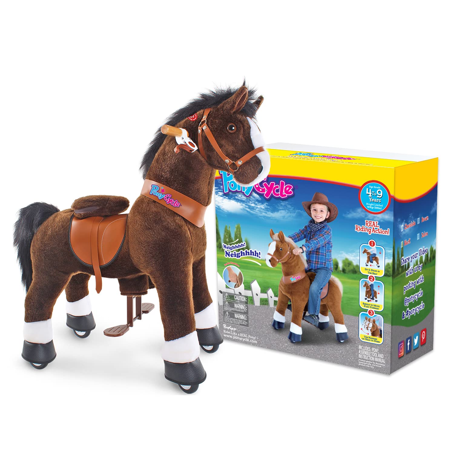 PonyCycle Ride-On Horse Toy for Kids Ages 4-8 | Large 36